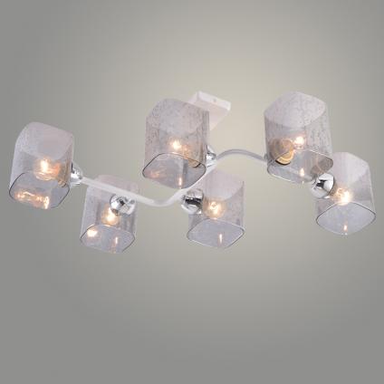 Люстра XA1615/6 WH+CR белый+хром 6х60W E27 d680 h210, HN25